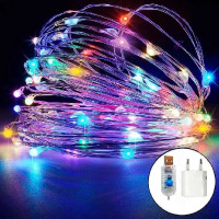 Гірлянда РОСА 100 LED 10м, реле 8 режимів +USB, мульти