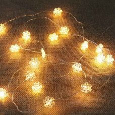 Гірлянда сніжинка 20 LED 2м на батарейках, білий теплий