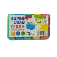 Губка кухонна СУПЕР ПІНА, 90х60х30мм (5шт) кольорова ТМ SUPER LUXE